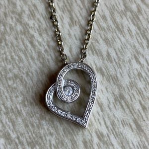 Heart charm necklace - silver and jewels
